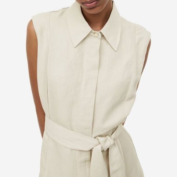 H&M Linen Blend Shirt Dress New - Picture 4 of 8